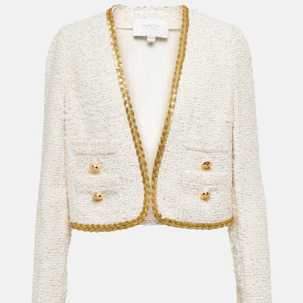 Giambattista Valli Embellished Bouclé Cropped Jacket | Size 42